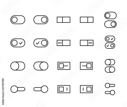 Stroke line icons set of switch.