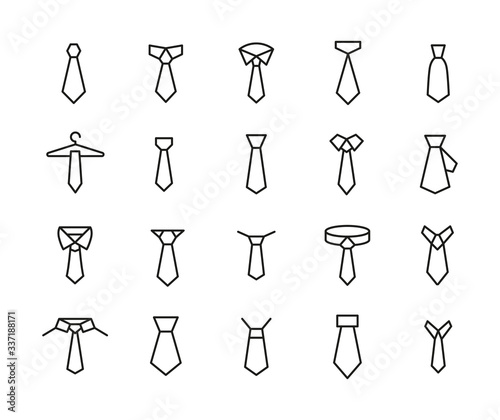 Tableau sur toile Vector line icons collection of necktie.