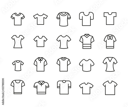 Simple set of t-shirt icons in trendy line style