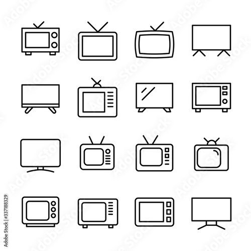 Simple set of TV icons in trendy line style.