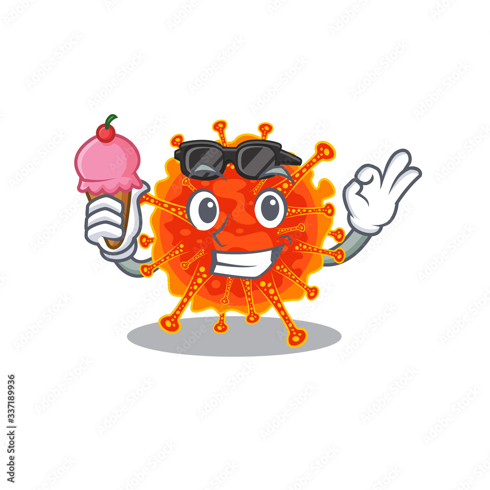 Naklejka premium Cartoon design concept of riboviria having an ice cream