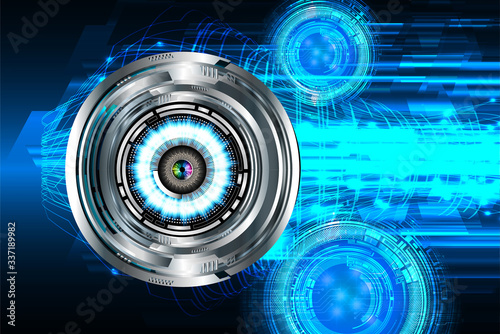 Blue eye cyber circuit future technology concept background