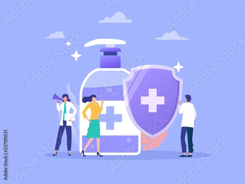 doctor educate people to wash your hands frequently to prevent corona virus disease vector illustration concept, man and woman washing hands with soap and water, can use for, landing page, template, 