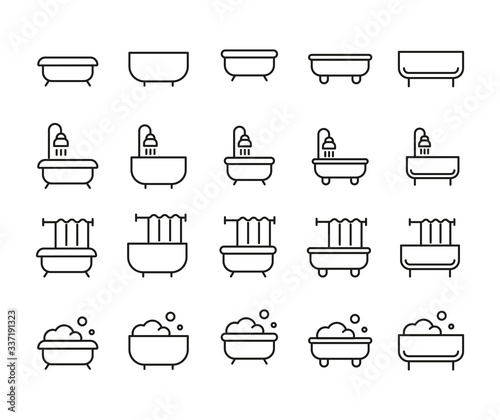 Big set of bath line icons.