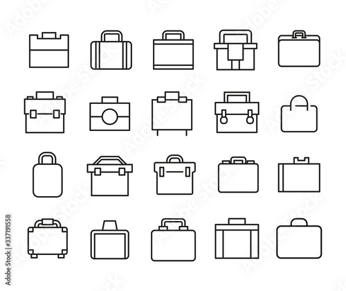 Vector line icons collection of briefcase.