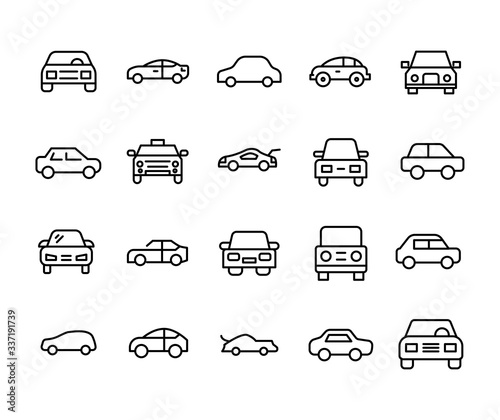Car line icons set.