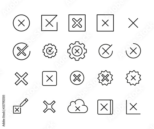 Stroke line icons set of cross.