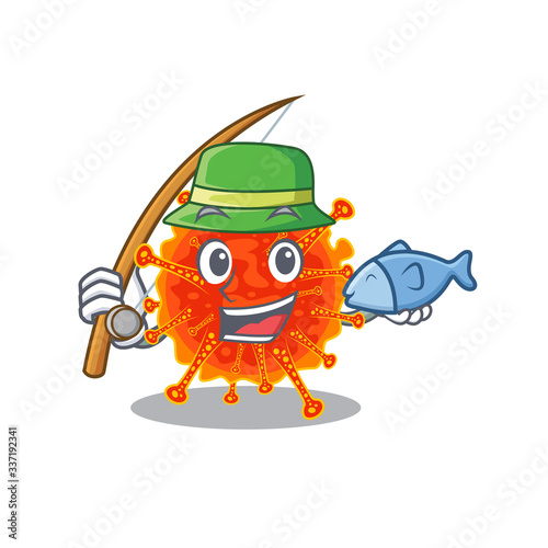 Cartoon design concept of riboviria while fishing