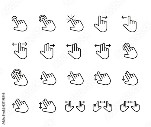 Gesture line icons set.