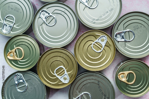Group of Aluminium canned food photo