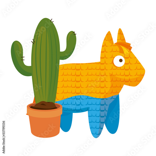 Mexican pinata and cactus design, Mexico culture tourism landmark latin and party theme Vector illustration