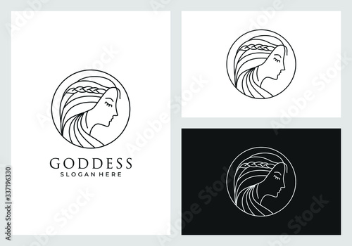 Fotografie, Obraz goddess logo design in line art style