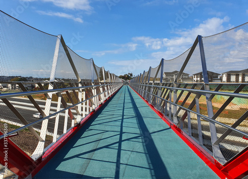 Albany, Auckland / New Zealand-March 29 2020. Quiet Albany Walking and Cycling Bridge due to Covid 19  photo