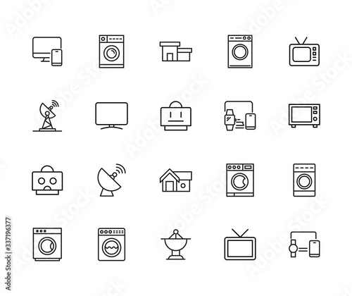 Simple set of smart home icons in trendy line style