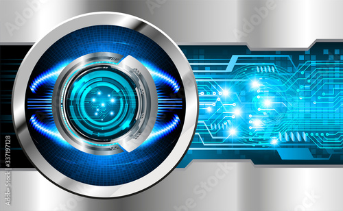 Blue eye cyber circuit future technology concept background