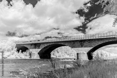 highway bridge over the river enns in austria, infrared recording photo