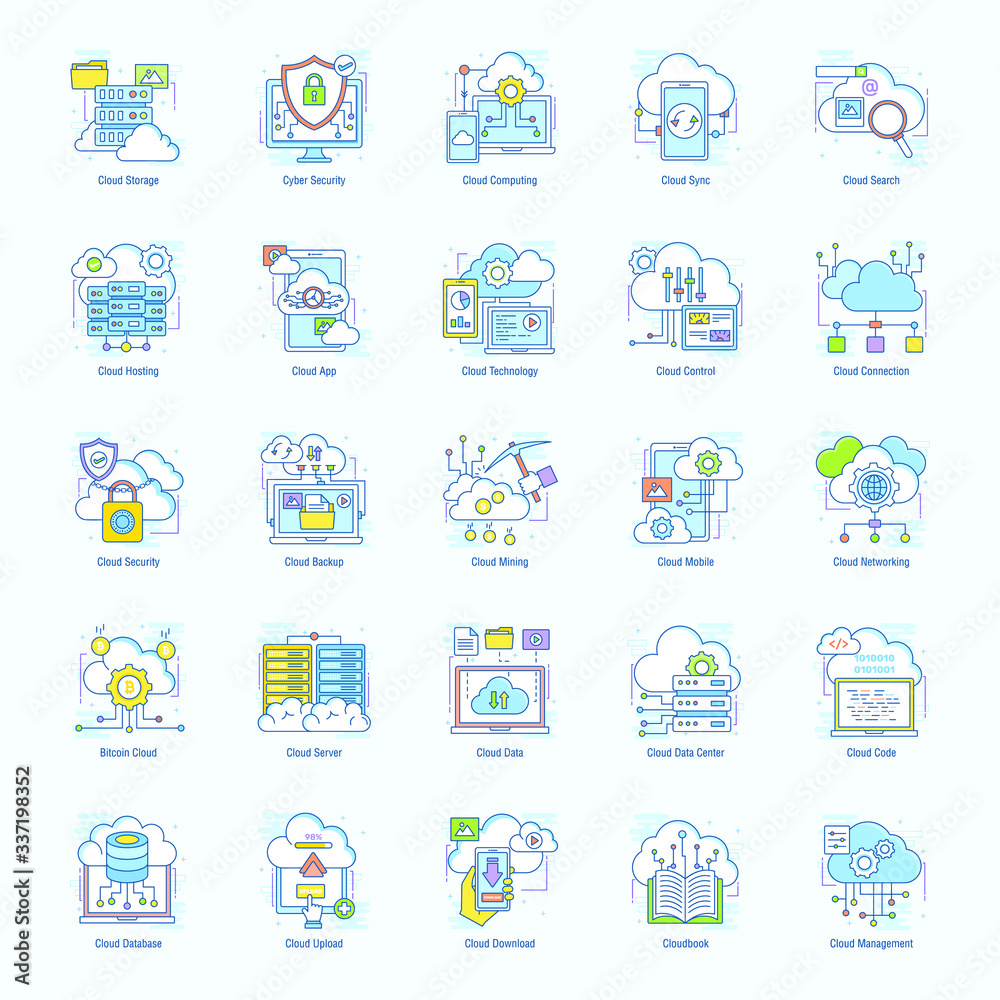 Cloud Technology Flat Icons Pack Cloud Technology Flat Icons Pack