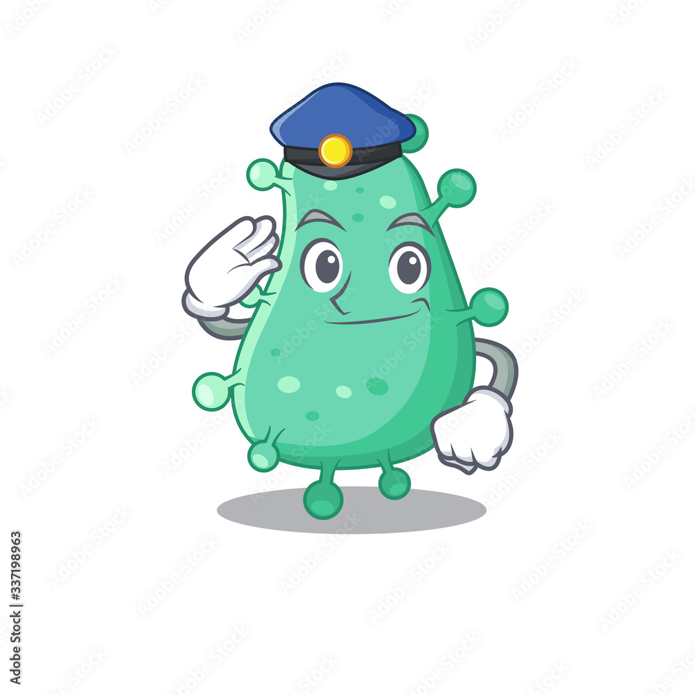 Fototapeta premium Police officer mascot design of agrobacterium tumefaciens wearing a hat