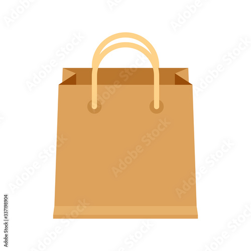 bag paper brown for icon isolated on white, cardboard brown handle bag for retail container, clip art packaging bag brown color, paper bag blank