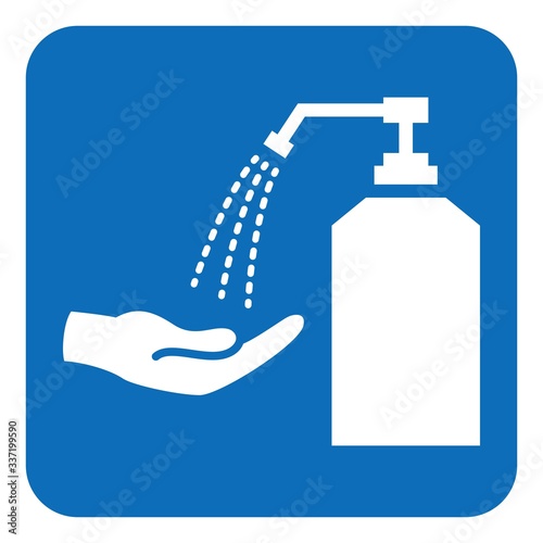 Simple icon representing hand disinfection