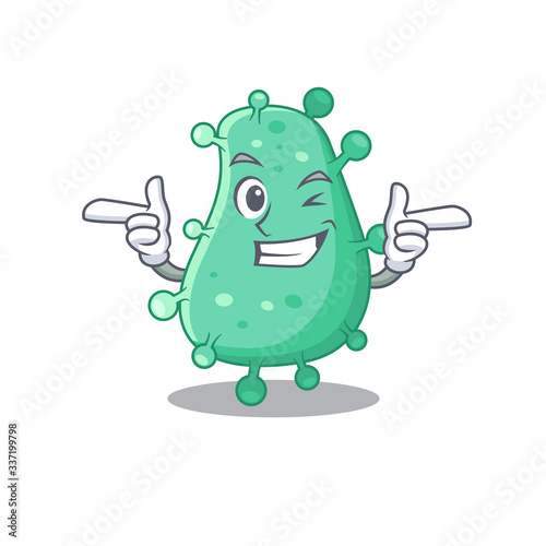 Cartoon design concept of agrobacterium tumefaciens with funny wink eye