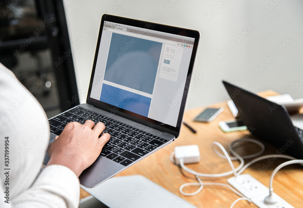 Website template design on a laptop screen Website template design on a laptop screen
