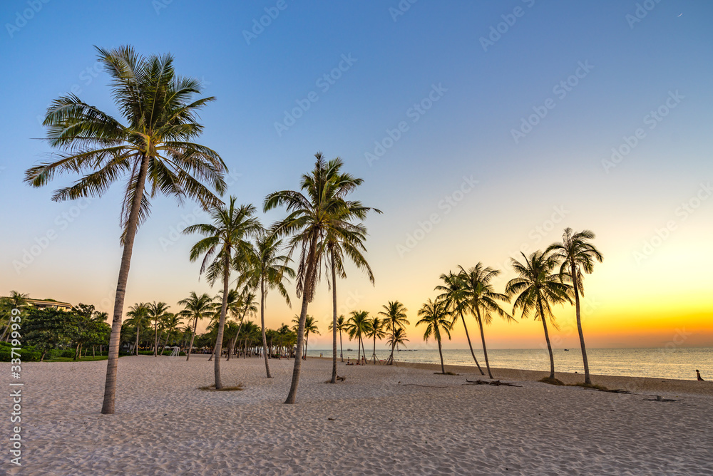 Phu Quoc Island Coastal Scenery During Sunset, Vietnam, a Popular Tourism Destination for Summer Vacation in Southeast Asia, with Tropical Climate and Beautiful Landscape.