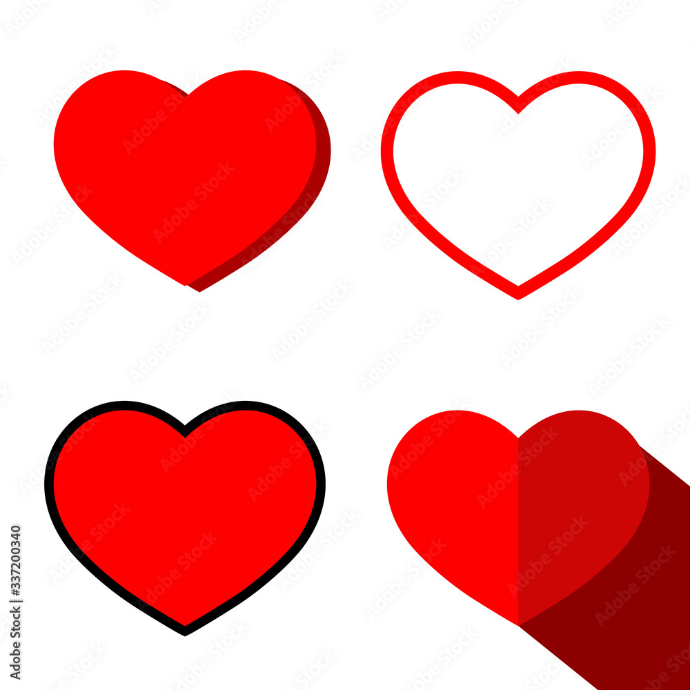 Heart icon set vector illustration. Symbol of love with flat design. Good for sticker and button template in your web or apps. Heart icon set vector illustration. Symbol of love with flat design. Good for sticker and button template in your web or apps.