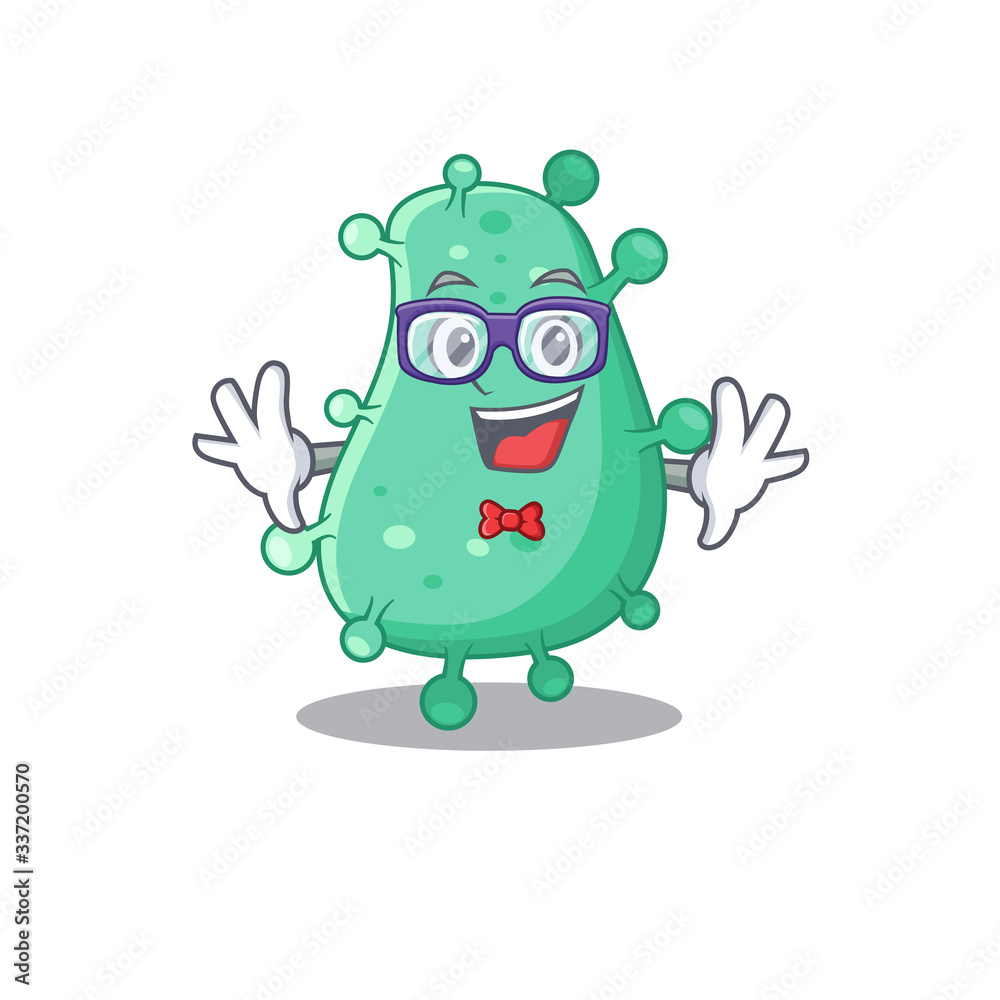 Mascot design style of geek agrobacterium tumefaciens with glasses Mascot design style of geek agrobacterium tumefaciens with glasses