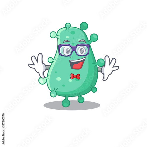 Mascot design style of geek agrobacterium tumefaciens with glasses