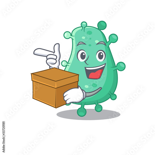 An picture of agrobacterium tumefaciens cartoon design concept holding a box photo