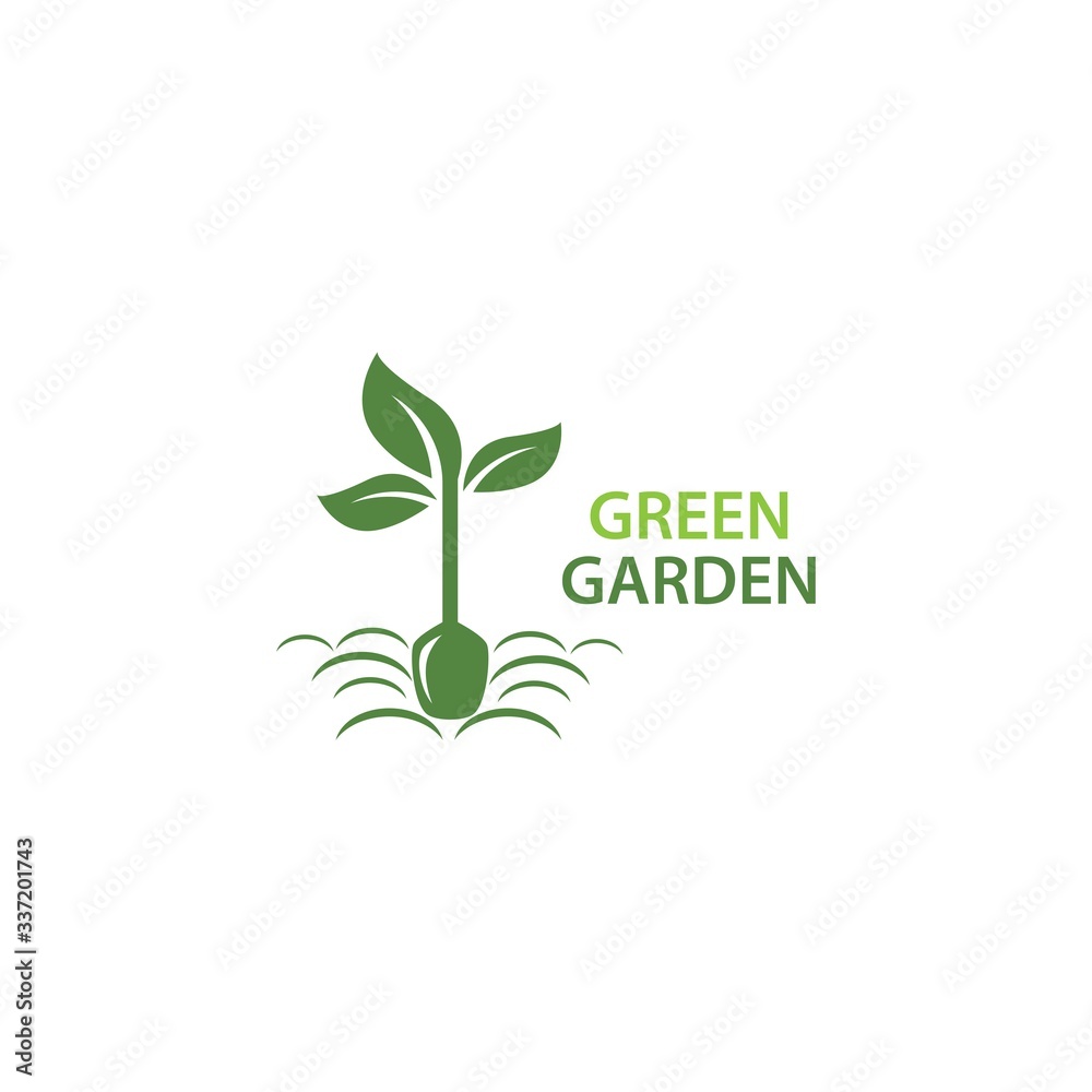 Green garden green leaf ecology logo