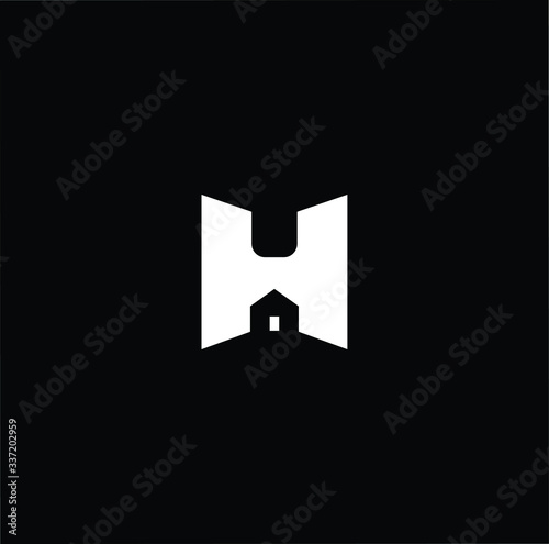 Free Download Logo design of H in vector for construction, home, real estate, building, property. Minimal awesome trendy professional logo design template on black background. - GFXLoad