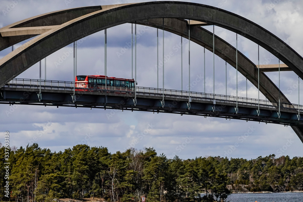 Fototapeta premium Stavsnas, Sweden The Djurobron, or Djuro Bridge in the Stockholm archipelago.