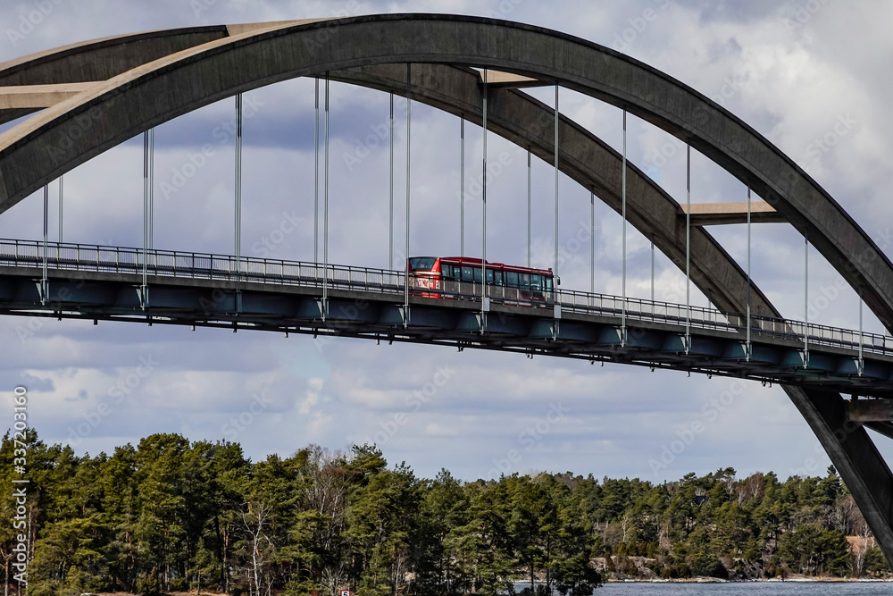 Naklejka premium Stavsnas, Sweden The Djurobron, or Djuro Bridge in the Stockholm archipelago.