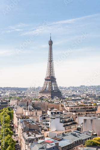 View on Eiffel Tower from Arc de Triomphe in Paris. France.