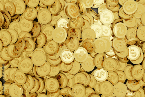 3D render, Stack of golden coins for background, in success concept
