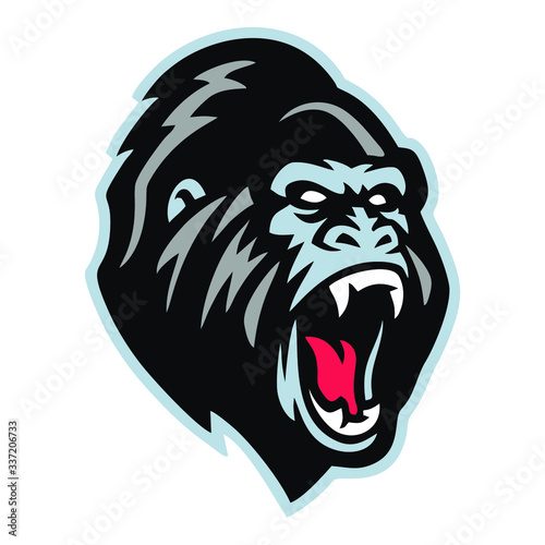 gorilla logo black background white