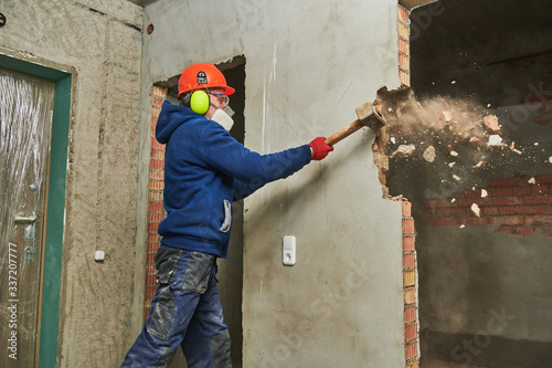 Photos demolition work and rearrangement