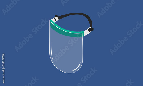 Face shield to prevent virus and dust, Air pollution, Medical mask, Contaminated air. Flat design