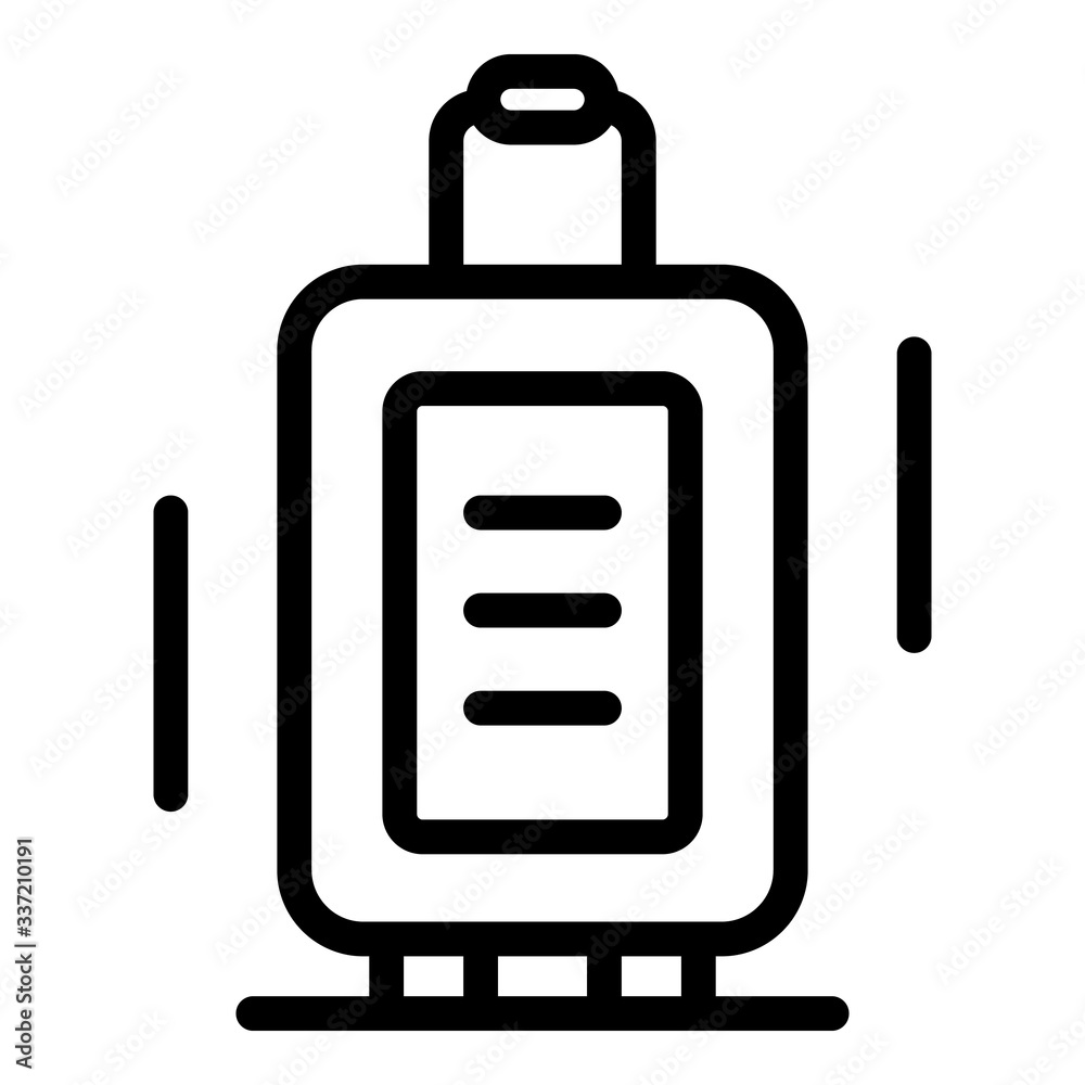 Suitcase on wheels icon. Outline suitcase on wheels vector icon for web design isolated on white background Suitcase on wheels icon. Outline suitcase on wheels vector icon for web design isolated on white background