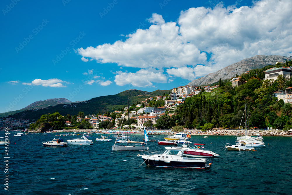 cheerful boats from the sea bay