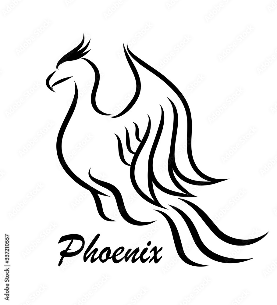 Phoenix Logo Line Art Vector Illustration Phoenix Logo Line Art Vector Illustration