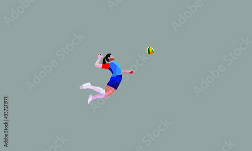 volleyball girl polygonal vector. Polygonal abstract concept