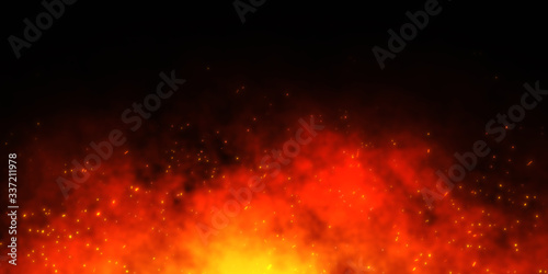 Fire embers particles over black background. Fire sparks background. Abstract dark glitter fire particle lights. 