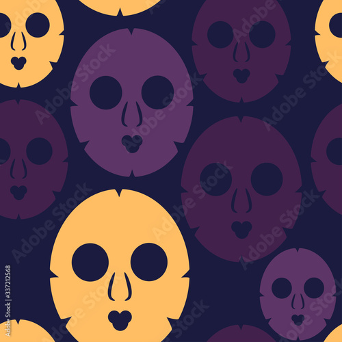 seamless pattern with a hydrating masks for the face on a dark purple background