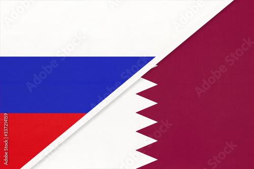 Free Download Russia vs State of Qatar national flag from textile. Relationship and partnership between two countries. - GFXLoad