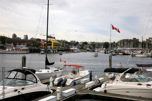 Vancouver, America - August 18, 2019: False Creek Bay alongside the Granville street bridge, Vancouver, America photo