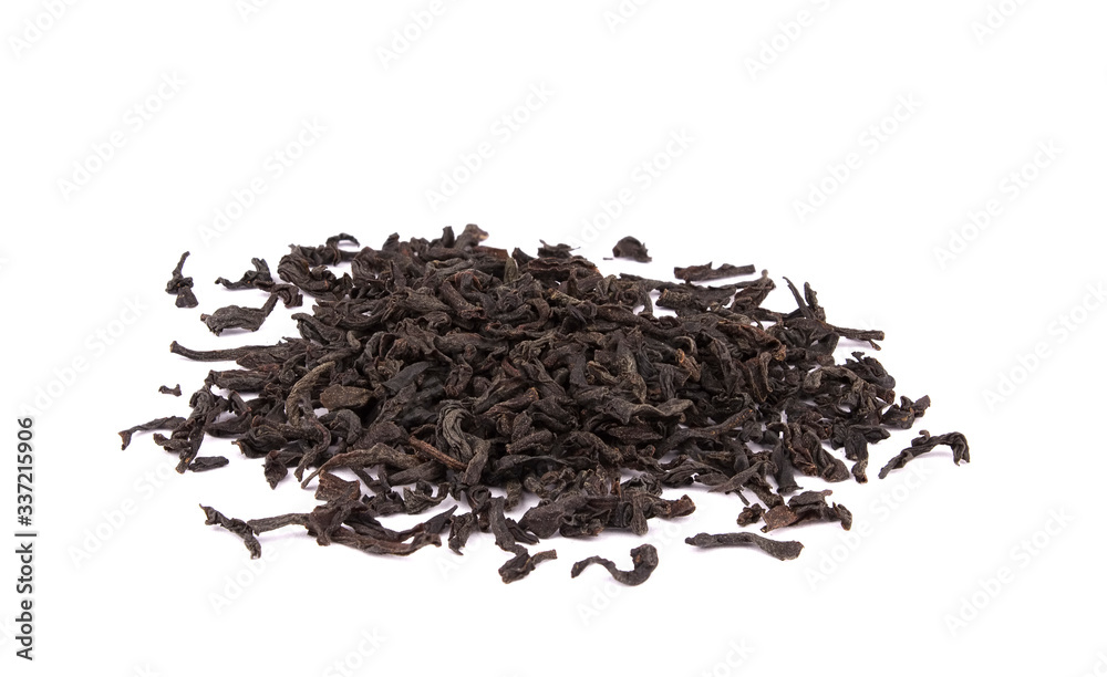 Dry black tea leaves isolated on white background Dry black tea leaves isolated on white background