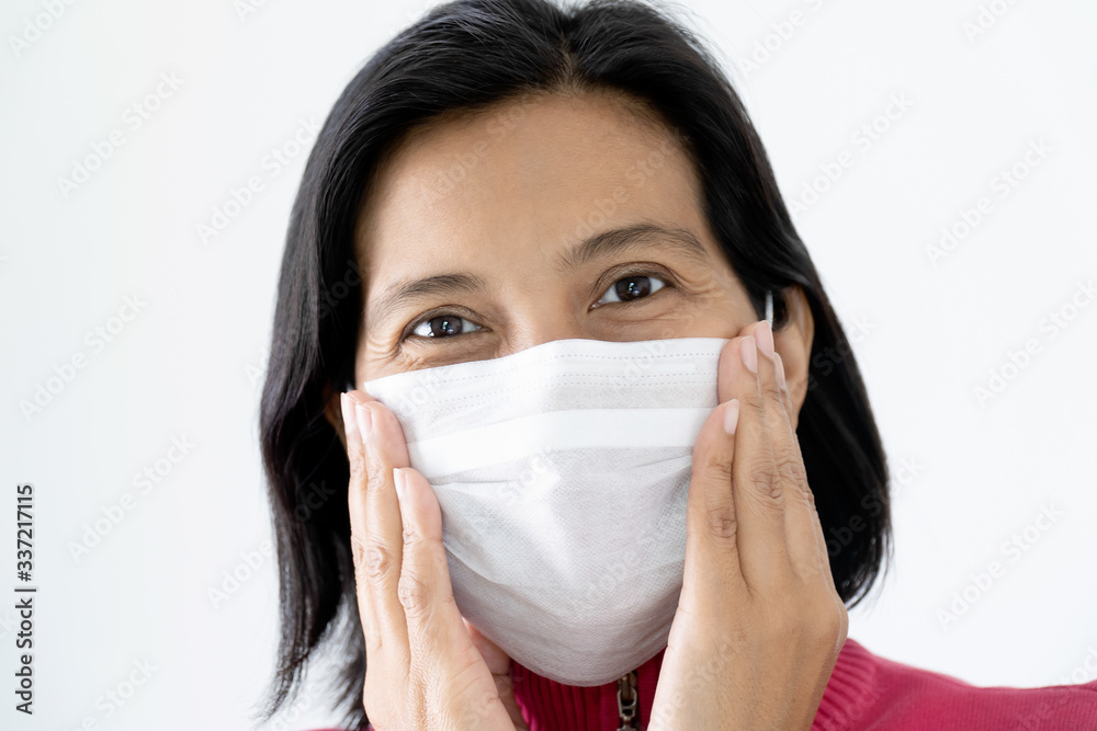 Woman under face mask covering mouth and nose. Corona Virus or COVID-19 concept. Woman under face mask covering mouth and nose. Corona Virus or COVID-19 concept.